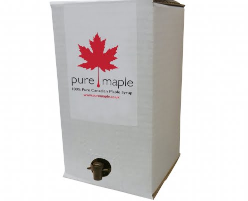 4L white box of Pure Maple Syrup with serving tap
