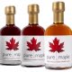 3 bottles of different types of pure maple syrup