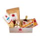 Gift box containing Amber Rich Maple Syrup, Granola, Butter, Fudge, Popcorn, Cookies