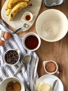 Ingredients for Chocolate Banana Bread Recipe