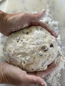 Maple Fruity Soda Bread forming a round loaf shape with your hands - Pure Maple